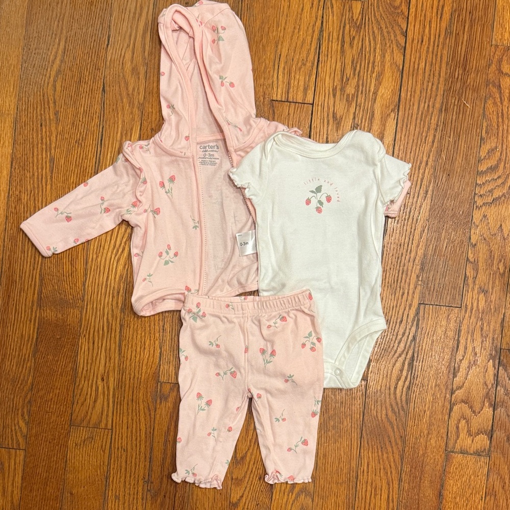 Carter's Pink strawberry Baby Outfit Set 🍓